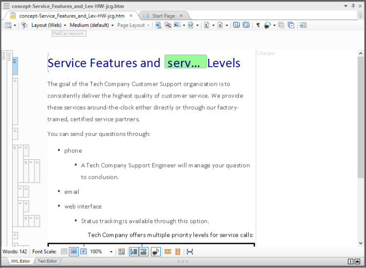 Formatting of a file in MadCap Flare