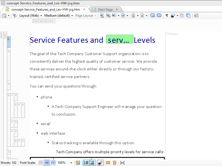 Formatting of a file in MadCap Flare